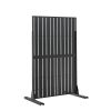 Metal Privacy Screen, 44" W x 72" H Freestanding Modern Privacy Fence, Garden Divider Panel with Extended Base & Reinforcement Fixed