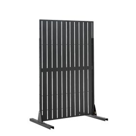Metal Privacy Screen, 44" W x 72" H Freestanding Modern Privacy Fence, Garden Divider Panel with Extended Base & Reinforcement Fixed