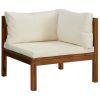 8 Piece Patio Lounge Set with Cream Cushion Solid Acacia Wood