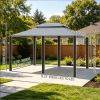 Outdoor Soft Top Gazebo Pergola 10' X 13' with Curtains Sage Gray 2-Tier Steel Frame Patio Gazebo for Backyard And Garden