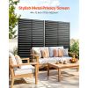 Metal Privacy Screen, 44" W x 72" H Freestanding Modern Privacy Fence, Garden Divider Panel with Extended Base & Reinforcement Fixed