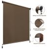 Outdoor cordless patio sunshade splice curtain rolled up porch pavilion Mocha